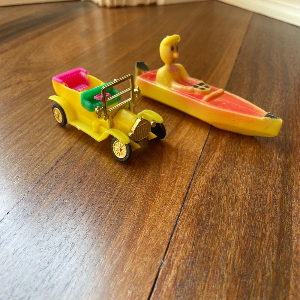 Vintage Old Car and Speed Boat Cake Toppers
